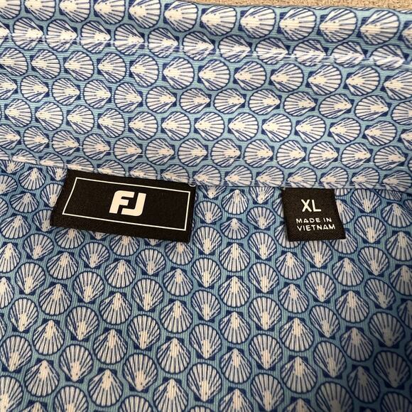 Footjoy Polo Shirt Mens XL Geometric Sea Shell Ocean Performance Golf Stretch - Picture 5 of 9